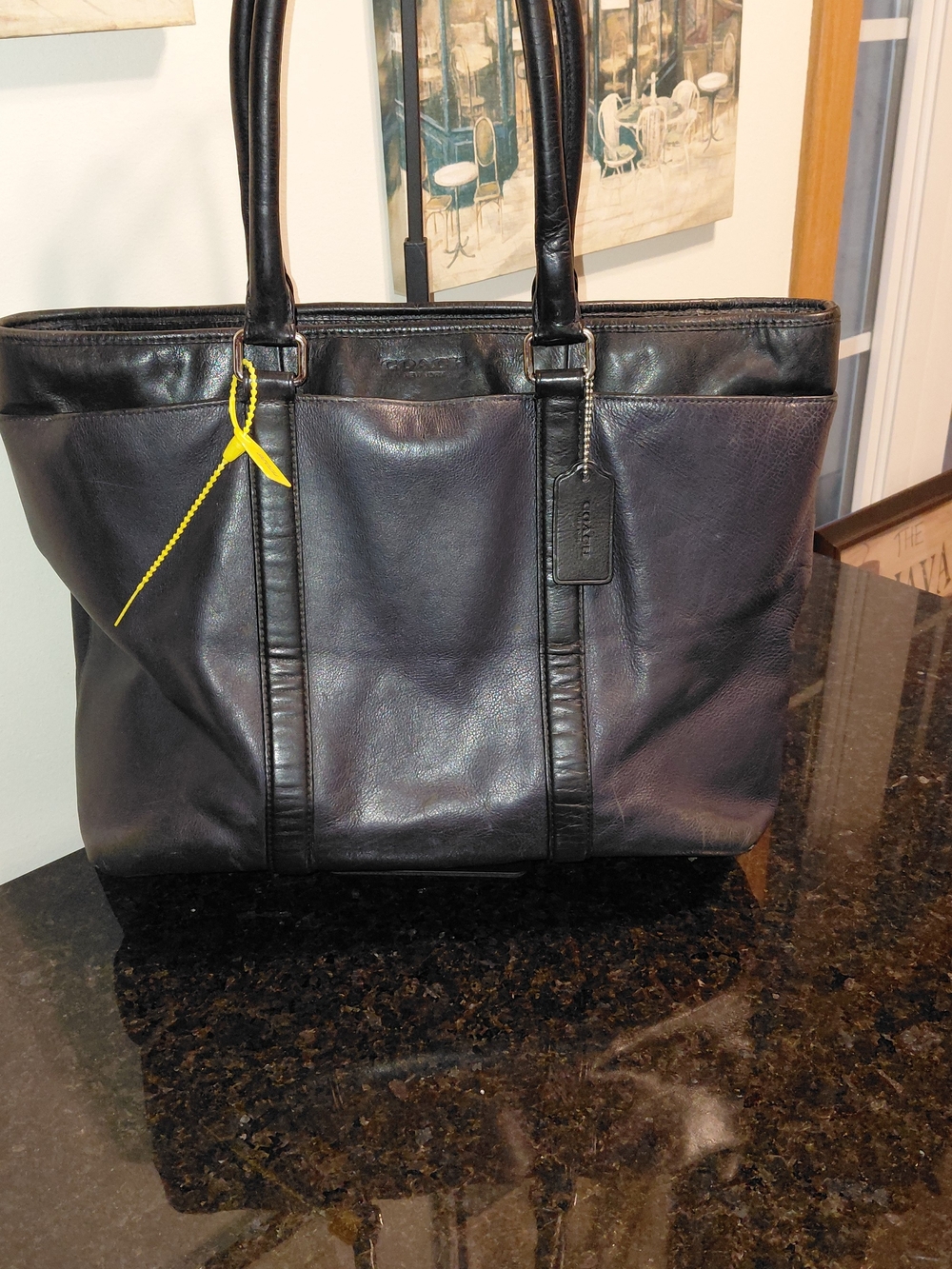 Coach Black Blue Leather Metropolitan Tote Bag with Tag